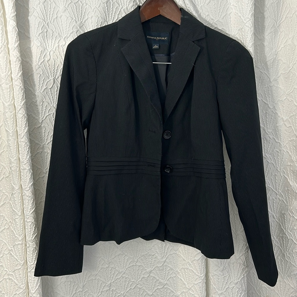 Black and thin white stripe  blazer